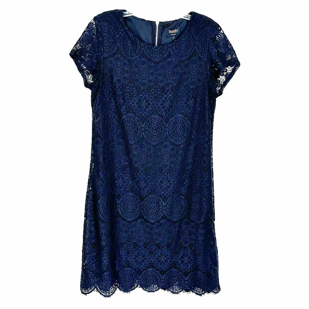 LAUNDRY BY SHELLI SEGAL Black Lace Cocktail Dress Goth Fairy Sheer, Size 8